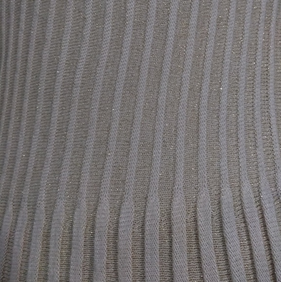 Vintage Shimmery pleated ivory flutter sleeve dress - Picture 7 of 7